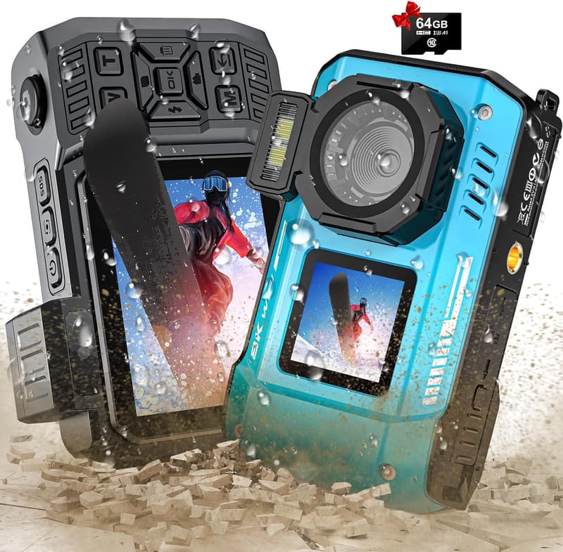 Rugged 8K UHD Waterproof Digital Camera with 64GB Card