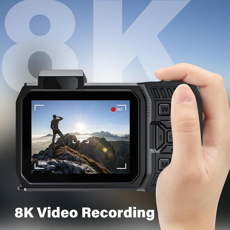 Rugged 8K UHD Waterproof Digital Camera with 64GB Card