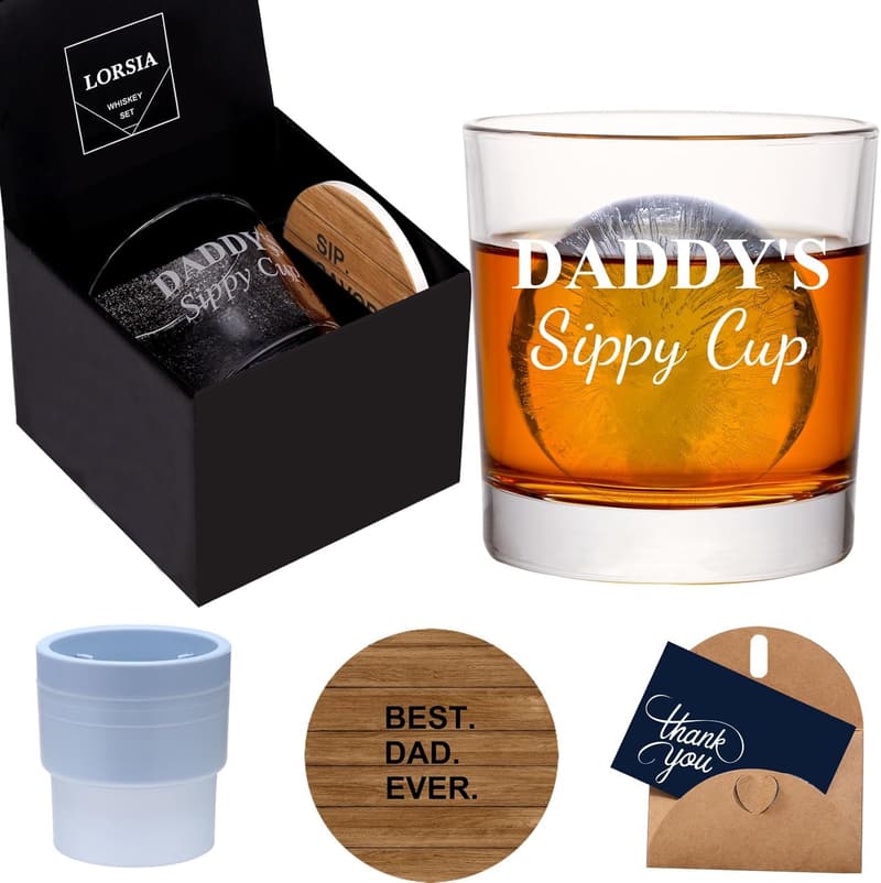 Father's Day Gift Box: Daddy's Sippy Cup Whiskey Glass Set