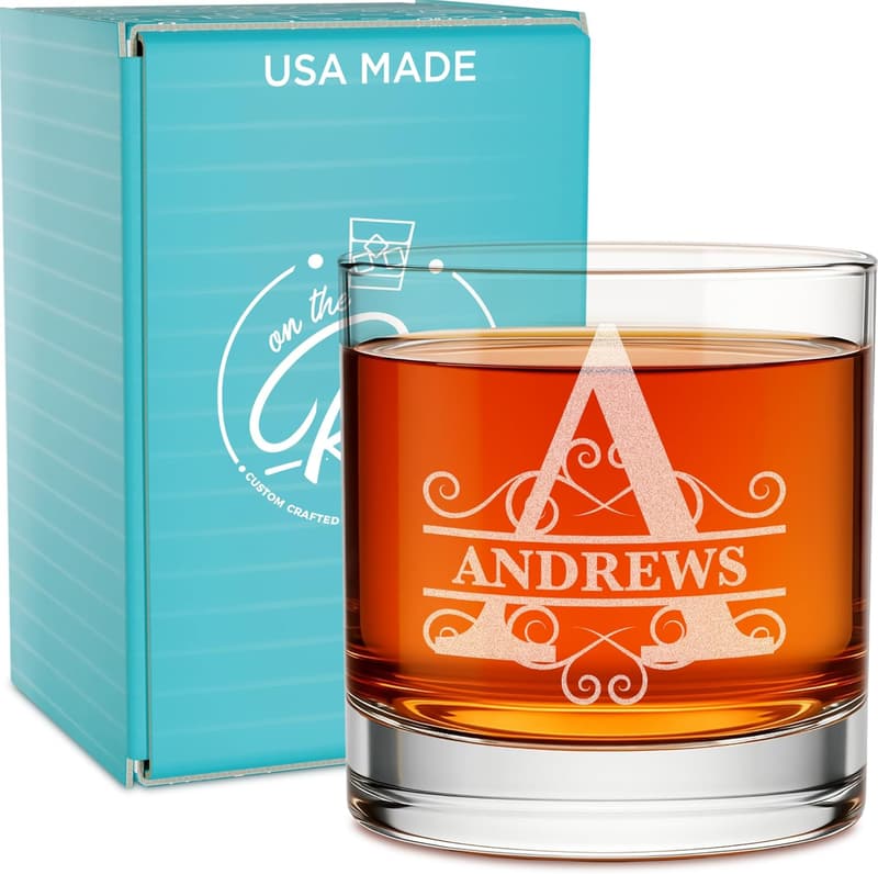 Personalized Whiskey Glass - Engraved 11 oz Bourbon Gift for Men