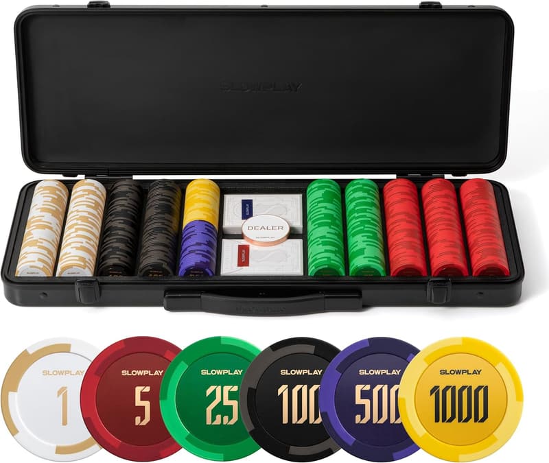 Texas Hold'em 500 PCS Clay Poker Chip Set with Durable Case
