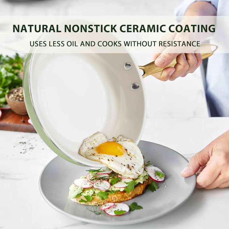 VONIKI Non-Stick Ceramic Cookware Set with Utensils