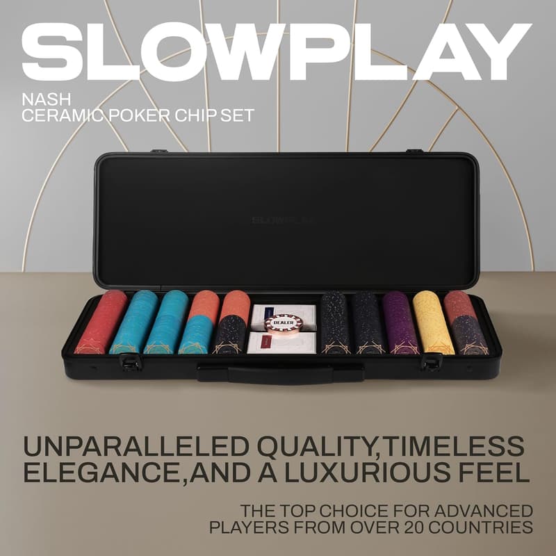 SLOWPLAY 500 PCS Ceramic Poker Chips Set for Texas Hold'em