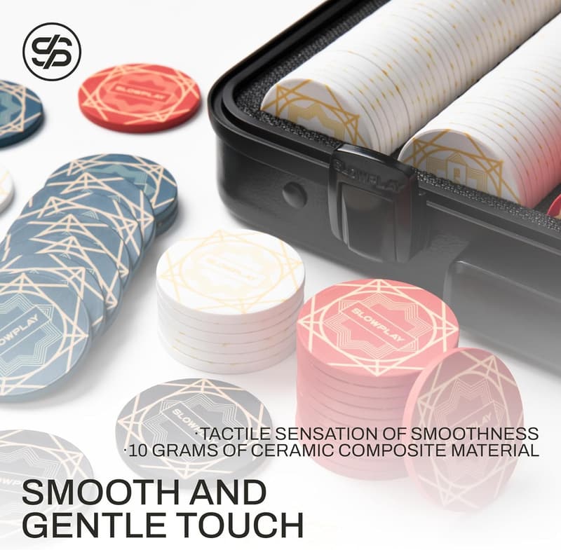SLOWPLAY 500 PCS Ceramic Poker Chips Set for Texas Hold'em