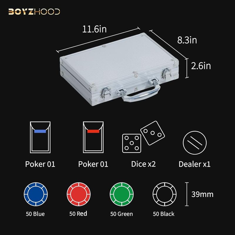 200-Piece Poker Chip Set with Aluminum Case for Texas Hold'em