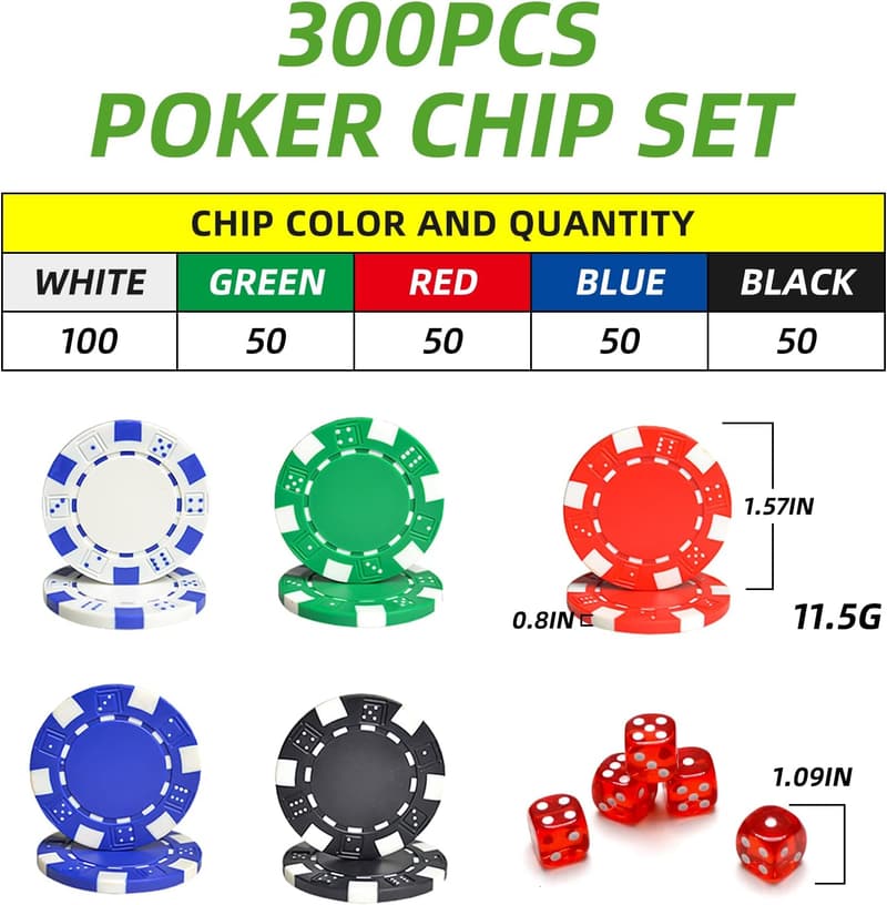 Casino Poker Chip Set 300 Pieces with Aluminum Case