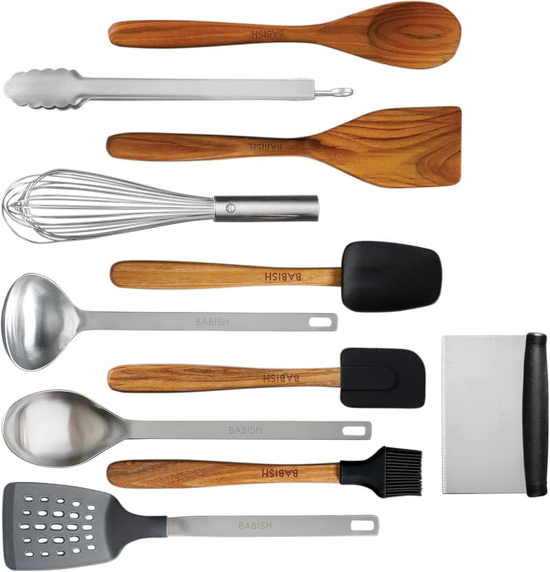 Essential Teak Wood & Stainless Steel Kitchen Tool Set