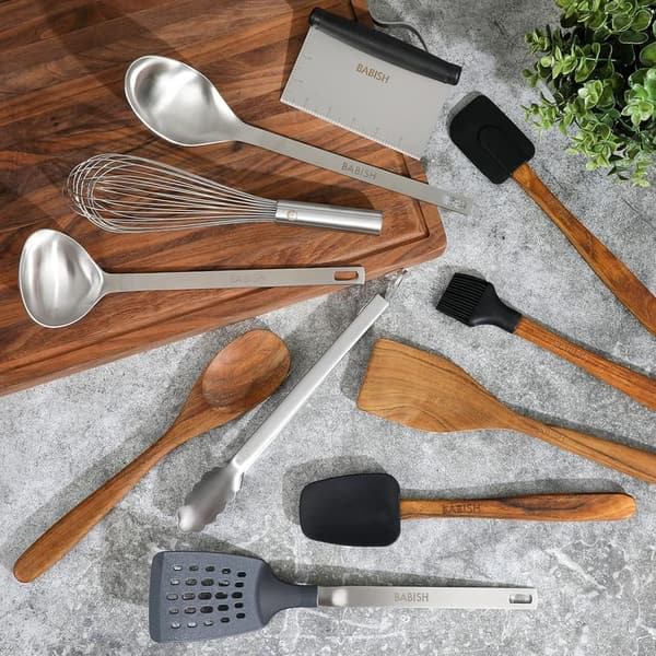 Essential Teak Wood & Stainless Steel Kitchen Tool Set