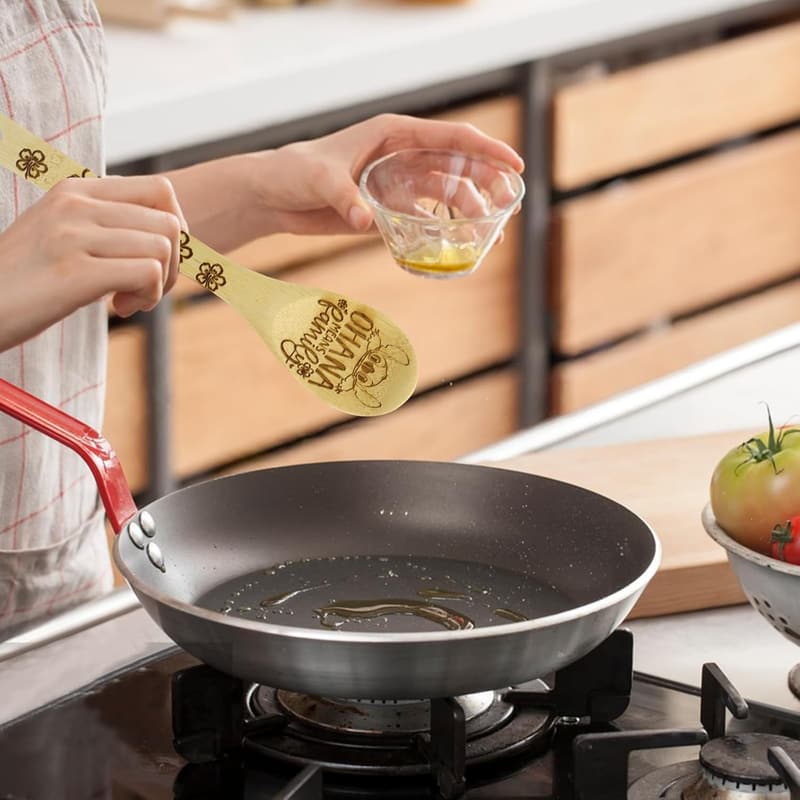 Mom Gift Set: Bamboo Cooking Utensils with Apron & Mitts