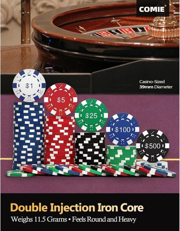 500PCS Poker Chip Set with Aluminum Case for Texas Hold'em