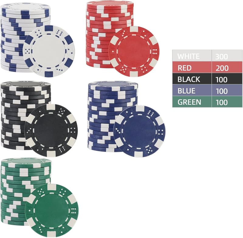 Poker Chips Set for Texas Hold'em & Blackjack Games