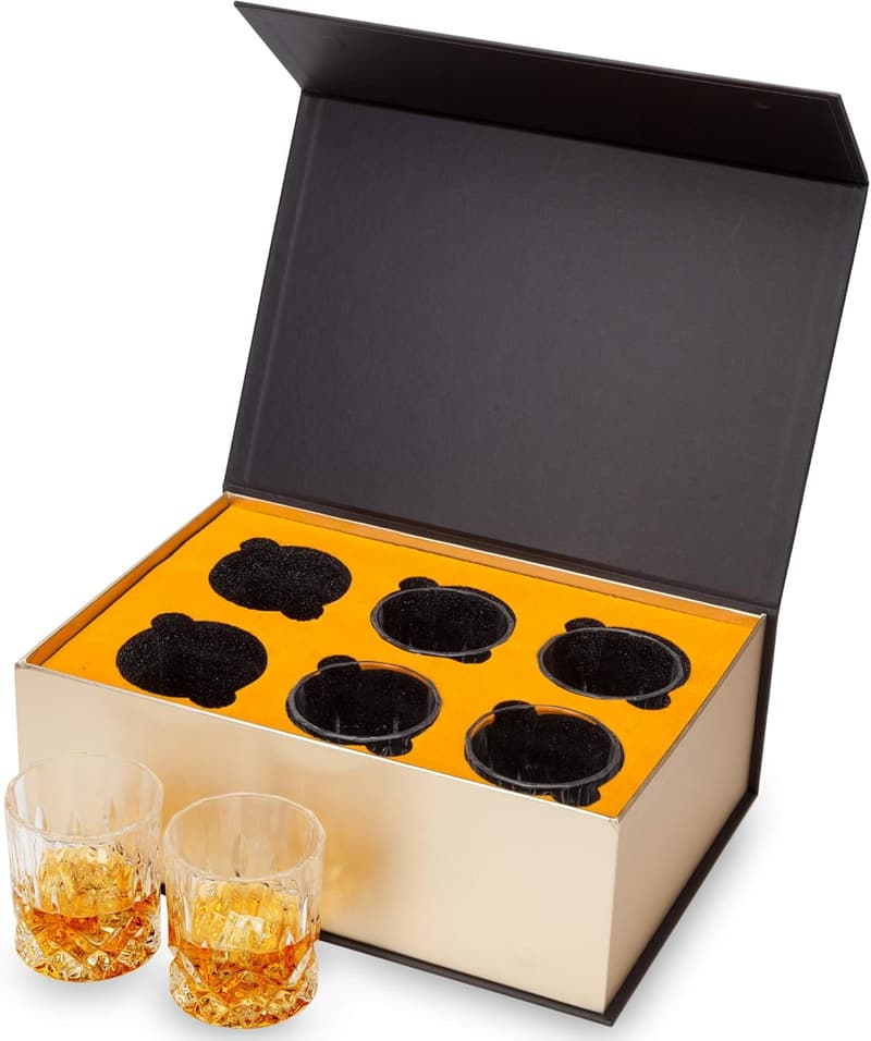 Premium Old Fashioned Whiskey Glass Set of 6 in Gift Box