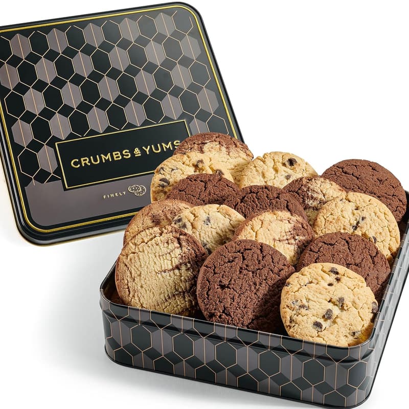 Gourmet Assorted Cookies Gift Basket - Holiday Treats Tin