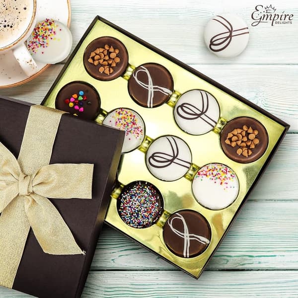 Birthday Gourmet Cookie Gift Basket - 12 Chocolate-Covered Treats