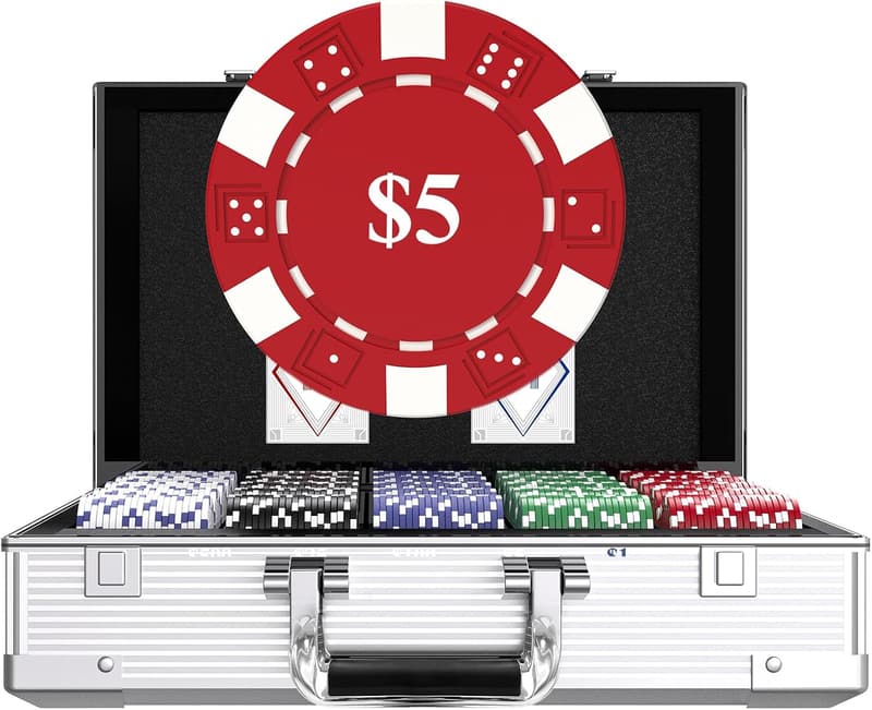 11.5g Casino Poker Chips Set with Aluminum Case and Denominations