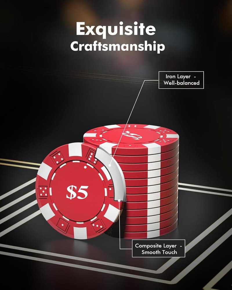 11.5g Casino Poker Chips Set with Aluminum Case and Denominations