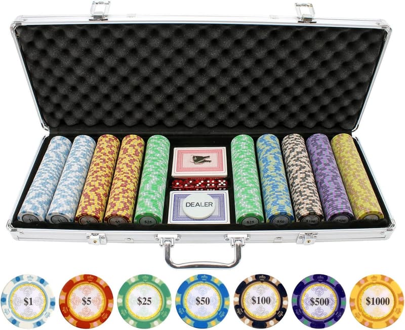 Casino-Grade Poker Chip Set with Cards, Dice & Dealer Button