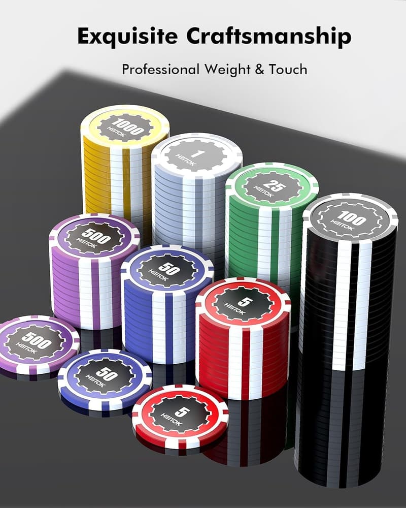 Poker Chips Set with 1000 Weighted Casino Chips & Aluminum Case