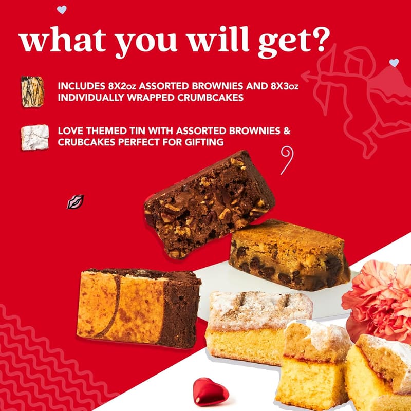 Gourmet Brownie & Crumb Cake Gift Basket - 16 Delicious Treats