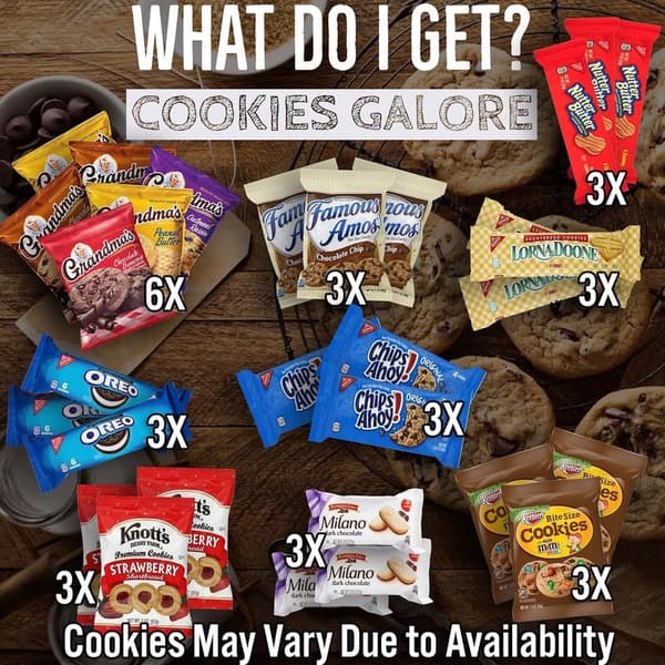 Assorted Cookies Variety Pack for Adults & Kids - Gift Basket