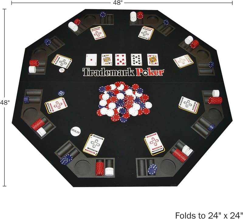 Foldable Texas Hold 'Em Poker Table Topper with 300 Chips