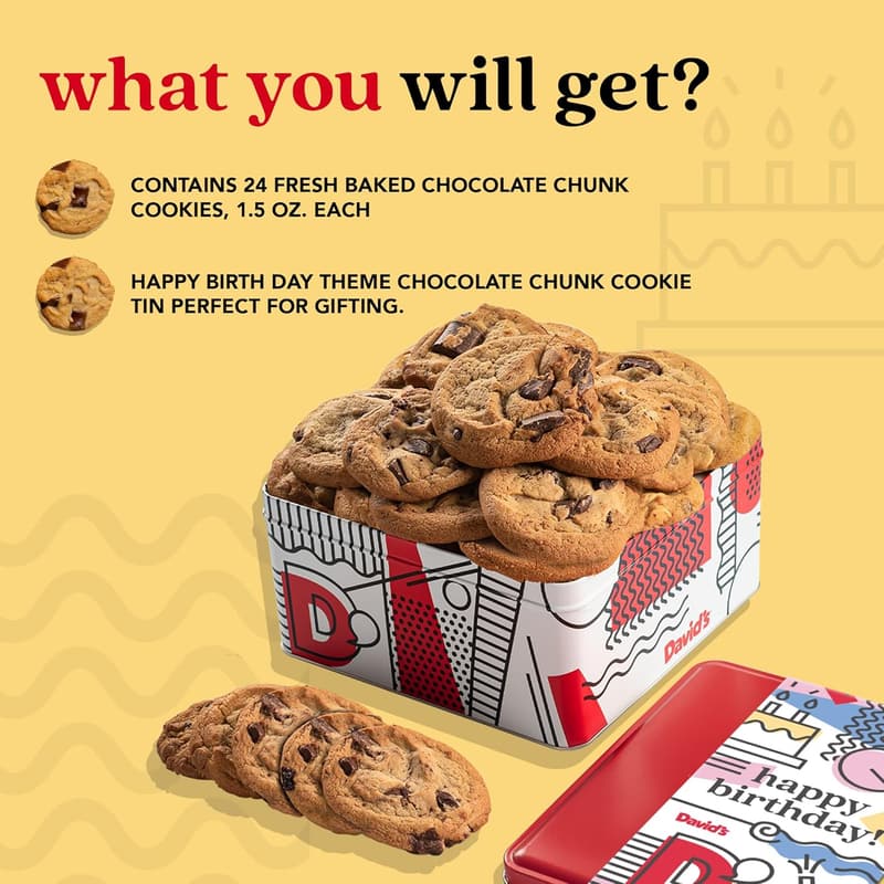 Happy Birthday Gourmet Chocolate Chunk Cookie Tin - 2lbs