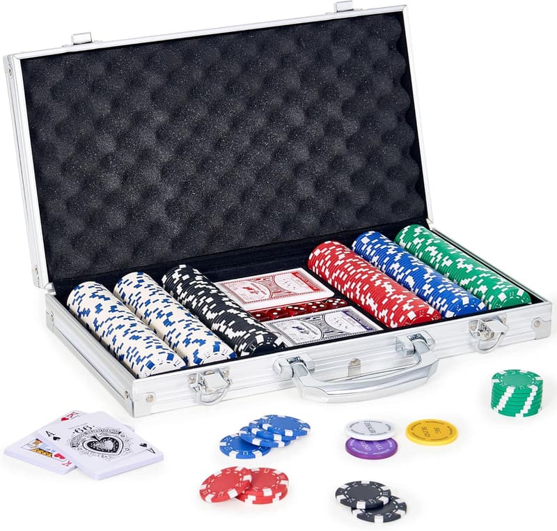 300 PCS Poker Chip Set with Aluminum Case for Texas Hold'em