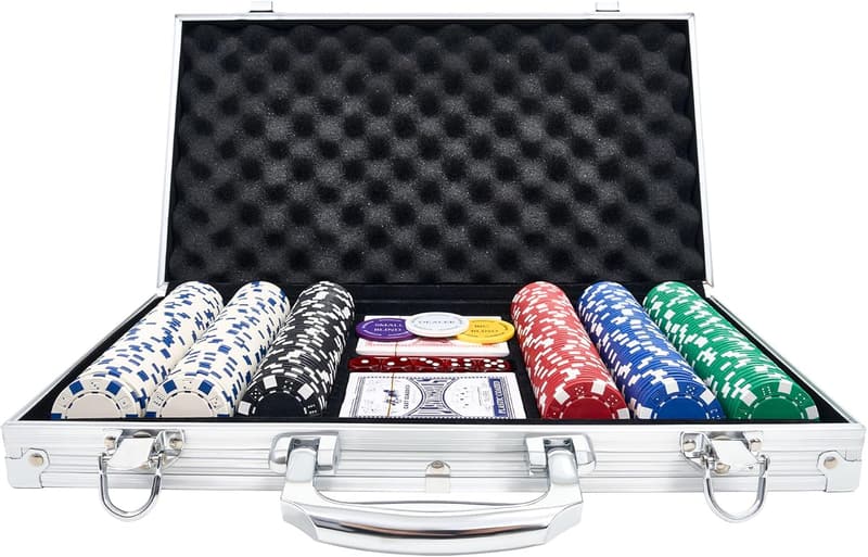 300 PCS Poker Chip Set with Aluminum Case for Texas Hold'em