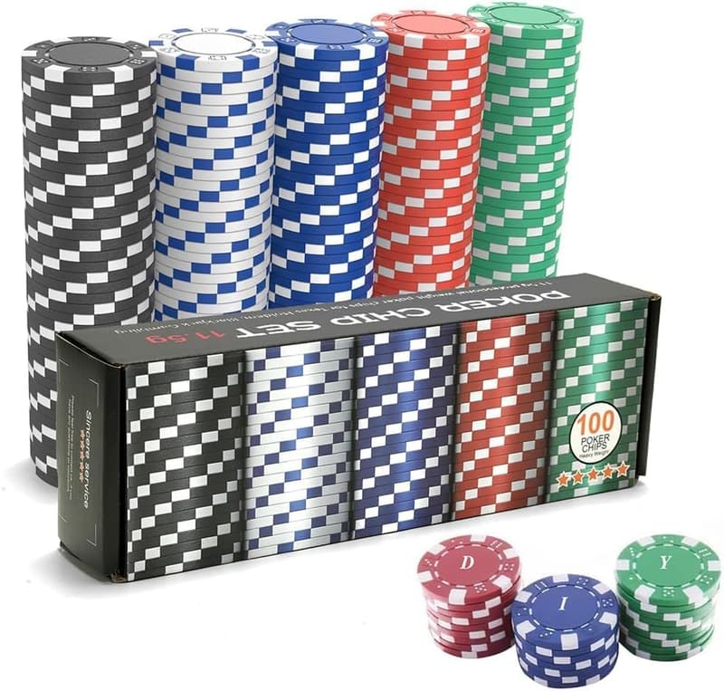 100 Clay Poker Chips Set - 11.5g with Gift Box
