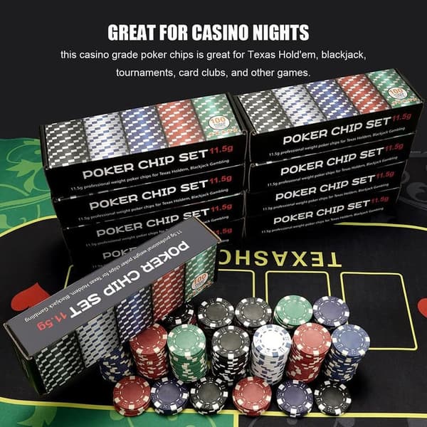 100 Clay Poker Chips Set - 11.5g with Gift Box