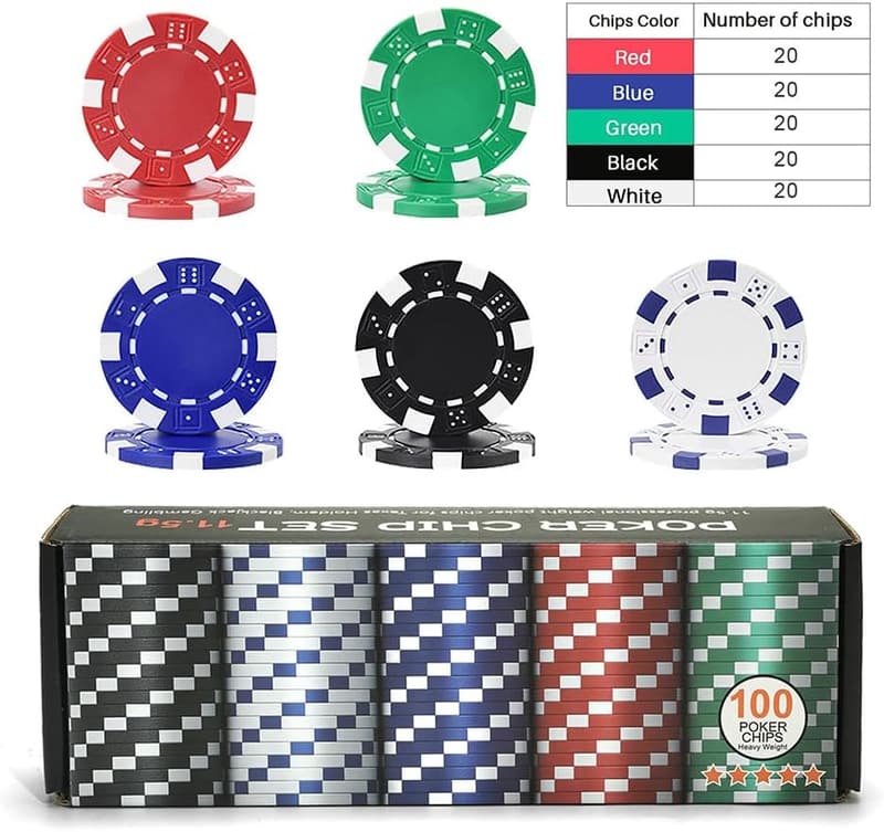 100 Clay Poker Chips Set - 11.5g with Gift Box