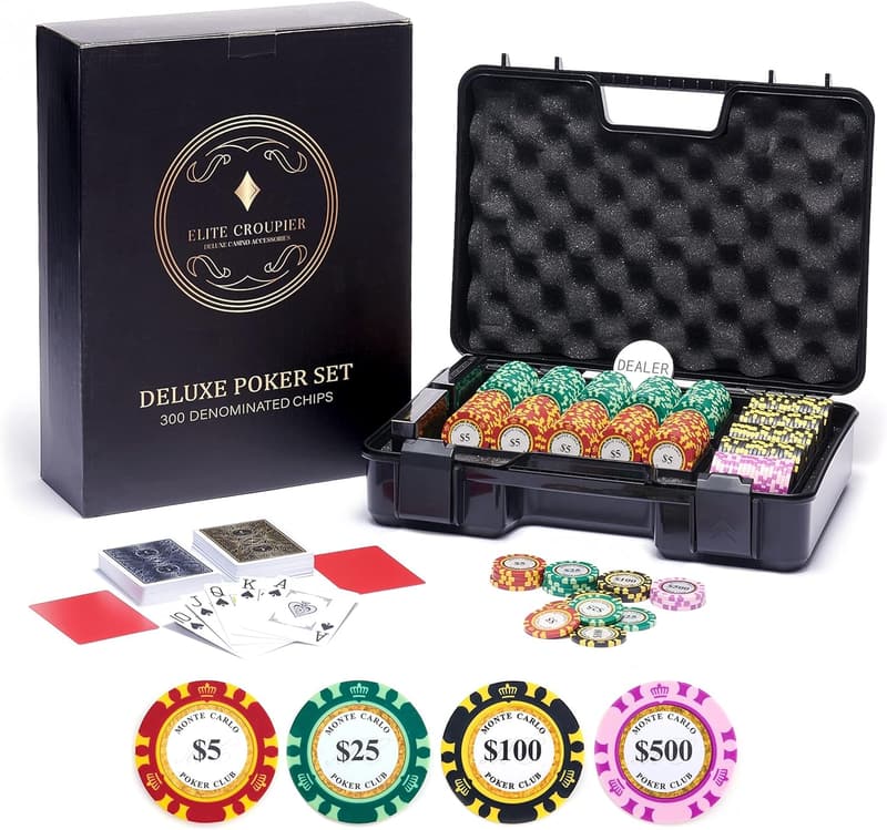 300-Piece Casino Poker Chip Set with Shock-Resistant Case
