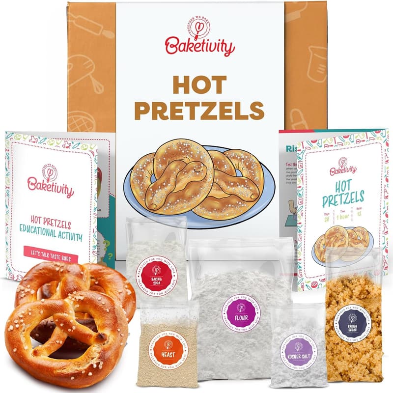 Kids Pretzel Making Kit - Cooking Set with Recipe & Ingredients