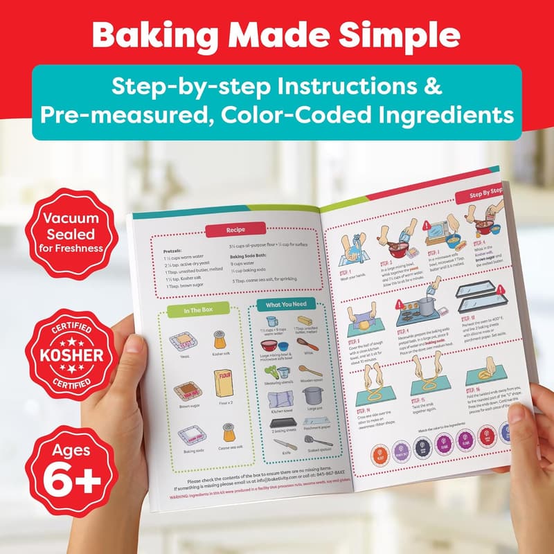 Kids Pretzel Making Kit - Cooking Set with Recipe & Ingredients
