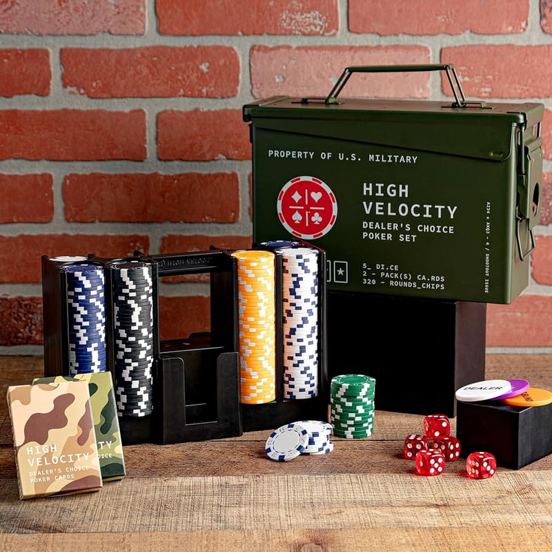 Ultimate Poker Set for Men - Includes Cards, Chips, and Dice