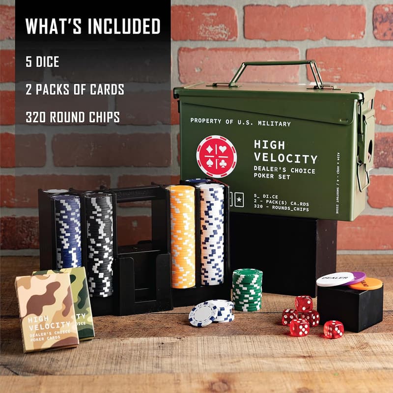 Ultimate Poker Set for Men - Includes Cards, Chips, and Dice