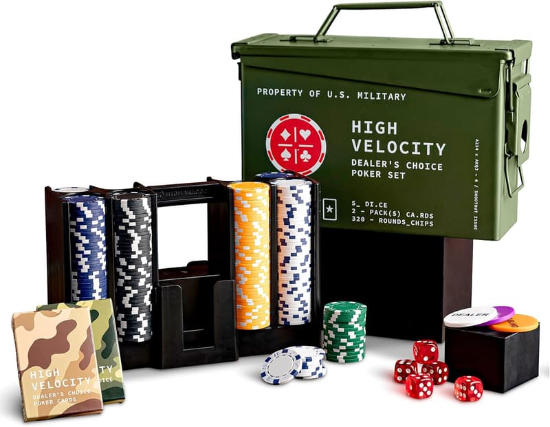 Ultimate Poker Set for Men - Includes Cards, Chips, and Dice