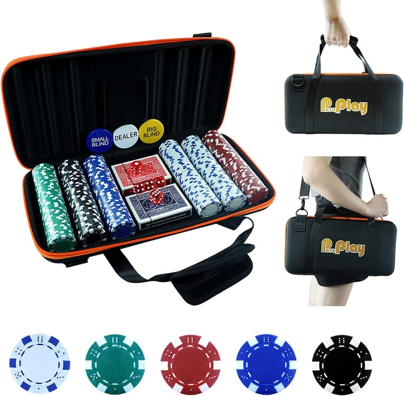 300 PCS Casino Poker Chip Set with Oxford Cloth Handbag