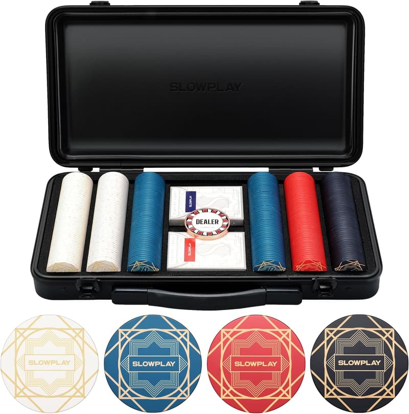 Texas Hold'em Poker Chip Set - 300 Ceramic Chips with Durable Case