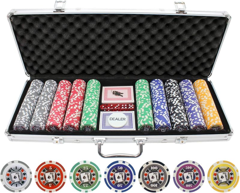 500-Piece 11.5g Poker Chip Set for Game Nights