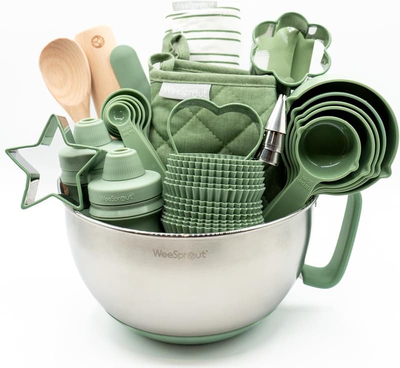 Kids Baking Set - Child-Sized Utensils, Apron & Mitts
