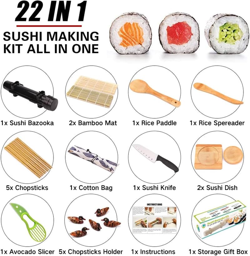 Sushi Making Kit for Beginners - 22-Piece Set with Accessories