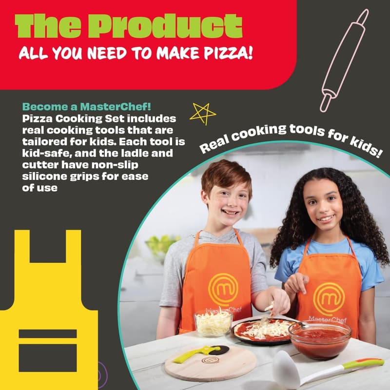 Kids' Pizza Cooking Set - 5-Piece Kit with Recipes & Tools