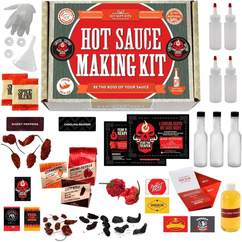 Carolina Reaper Hot Sauce Making Kit - Unique Gift for Men