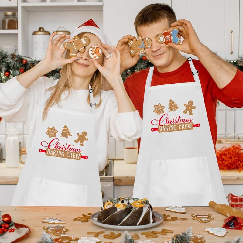 Christmas Baking Apron for Men & Women with 2 Pockets
