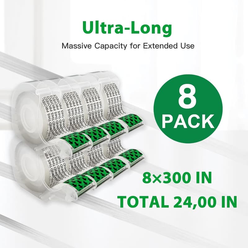 Light Duty Double-Sided Tape, 8 Pack, 1/2 x 300 inches