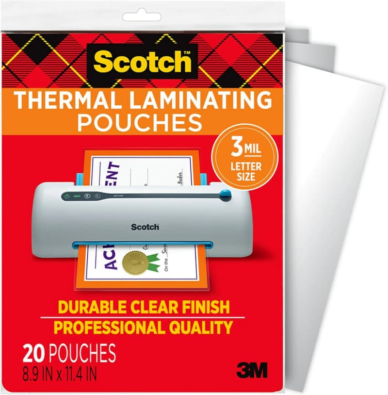 Matte Thermal Laminating Pouches, Letter Size, 20-Pack