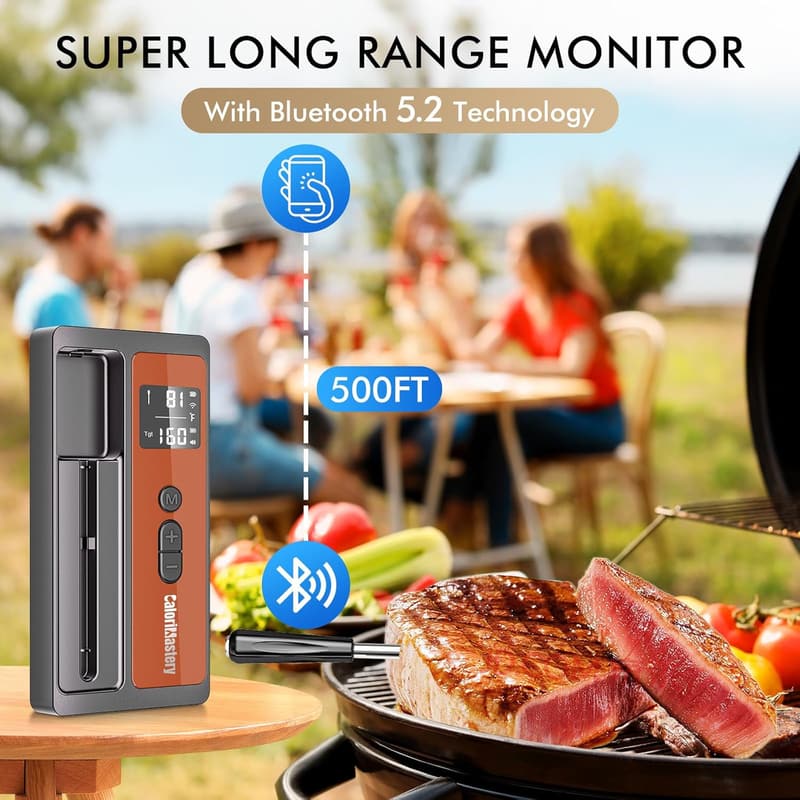 Bluetooth Meat Thermometer with 500FT Range, Oven Safe
