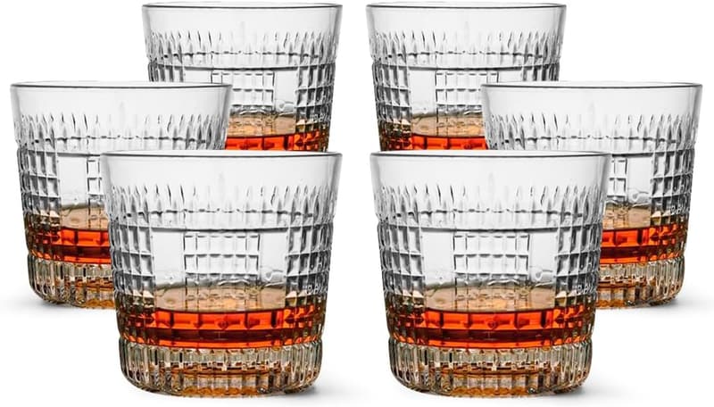 Old Fashioned Whiskey Glasses Set - Lead-Free Crystal, 12oz, 6-Pack