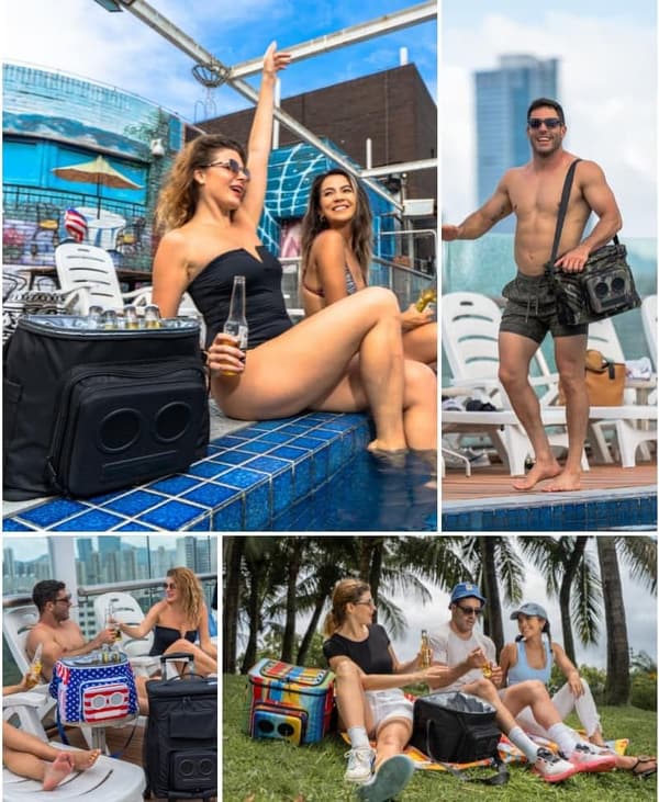 Bluetooth Speaker Cooler with Subwoofer for Parties - Rainbow